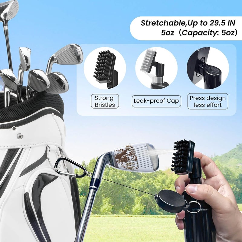 BAPOTH Store Golf Club Cleaner, Non-Leaking Stretchable Golf Club Brush with Microfiber Golf Towel (23.6 * 15.7 in), Strong Bristles Golf Brush Can Hold 5oz Water, Essentials Golf Accessories for Men - Image 5